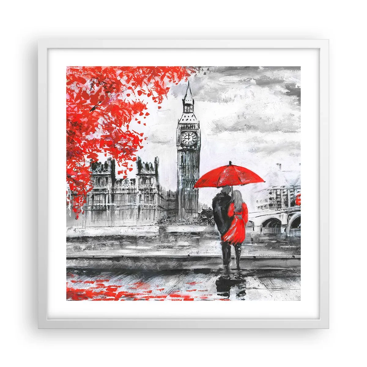 Poszter fekete keretben - Szerelmesek Londonban - 50x50 cm