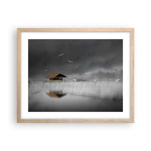 Poszter világos tölgy keretben - Menedék az esőtől - 50x40 cm