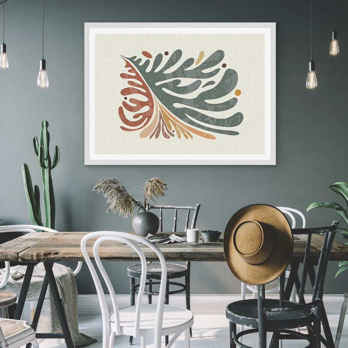 Poszter fekete keretben - Többszínű levél - 70x50 cm