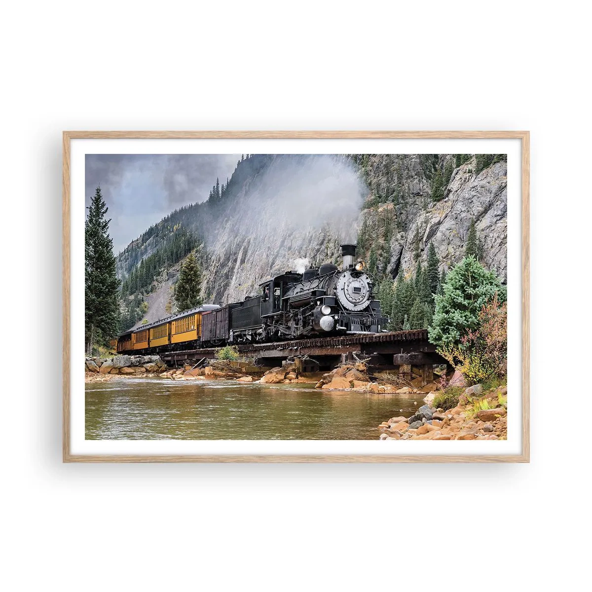 Poszter világos tölgy keretben - Hova? Hova? - 100x70 cm