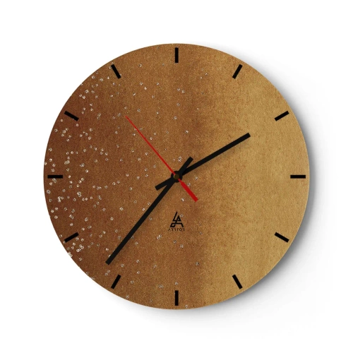 Falióra, Óra - Arany absztrakt minta finom tükröződésekkel és textúrával. - 30x30cm - A fény születése - Modern fali dekoráció nappalihoz, konyhához és hálószobához ARTTOR