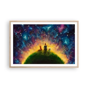 Poszter világos tölgy keretben - Szerelem és barátság – az egész világ - 91x61 cm