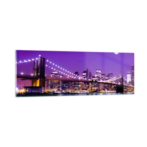 Üveg kép - A nagyváros fényei lilában - 90x30 cm