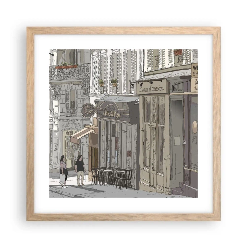 Poszter világos tölgy keretben - Városi örömök - 40x40 cm