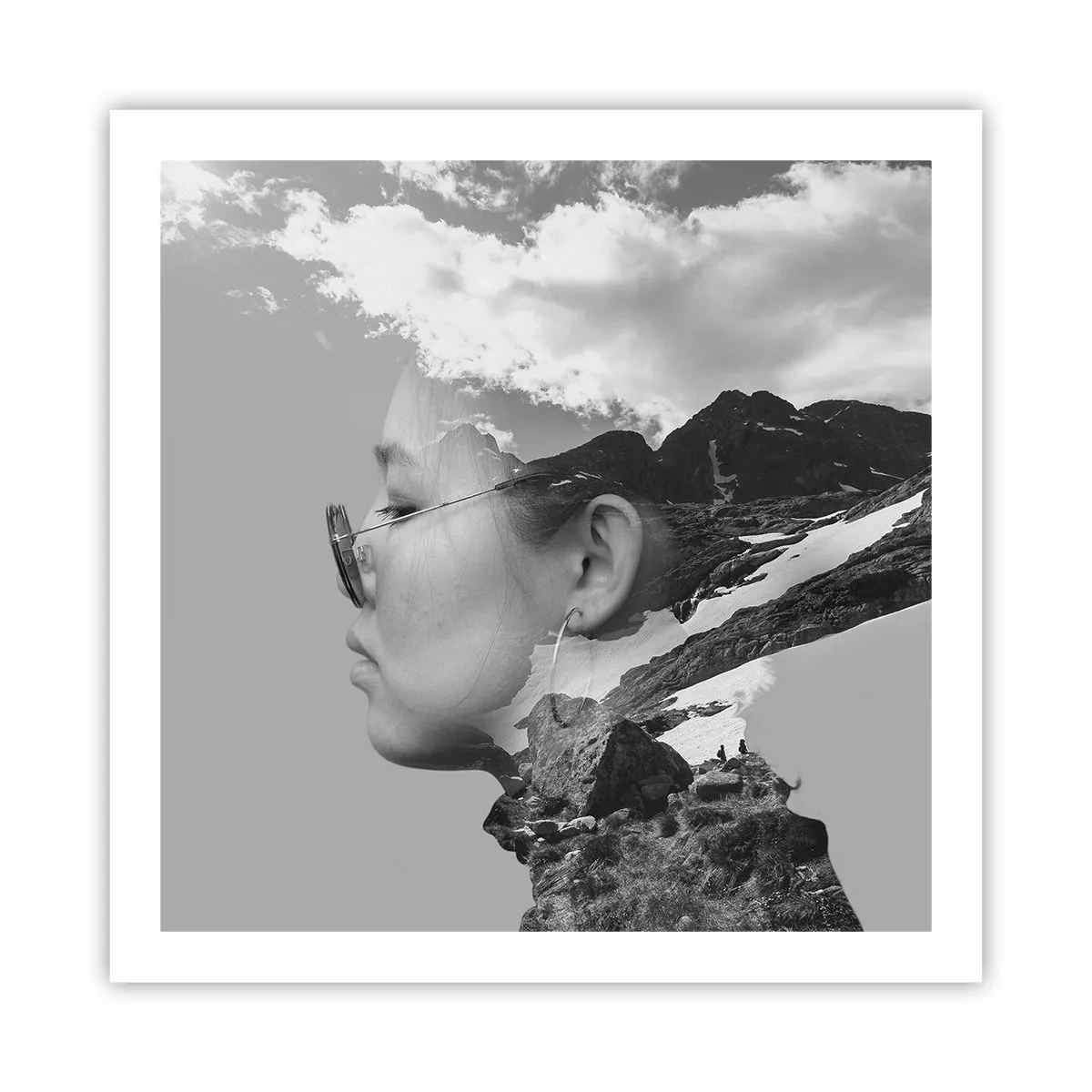 Poszter - Hegyes és felhős portré - 60x60 cm