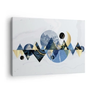 Vászonkép - Absztrakt geometrikus minták hegyi motívumokkal - 70x50cm - Geometriai táj - Modern fali dekoráció nappalihoz és hálószobához ARTTOR