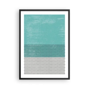 Poszter fehér keretben - Geometrikus minta türkiz és fehér elemekkel minimalista stílusban - 50x70cm - Kiegyensúlyozott kompozíció - Modern fali dekoráció nappalihoz és hálószobához ARTTOR
