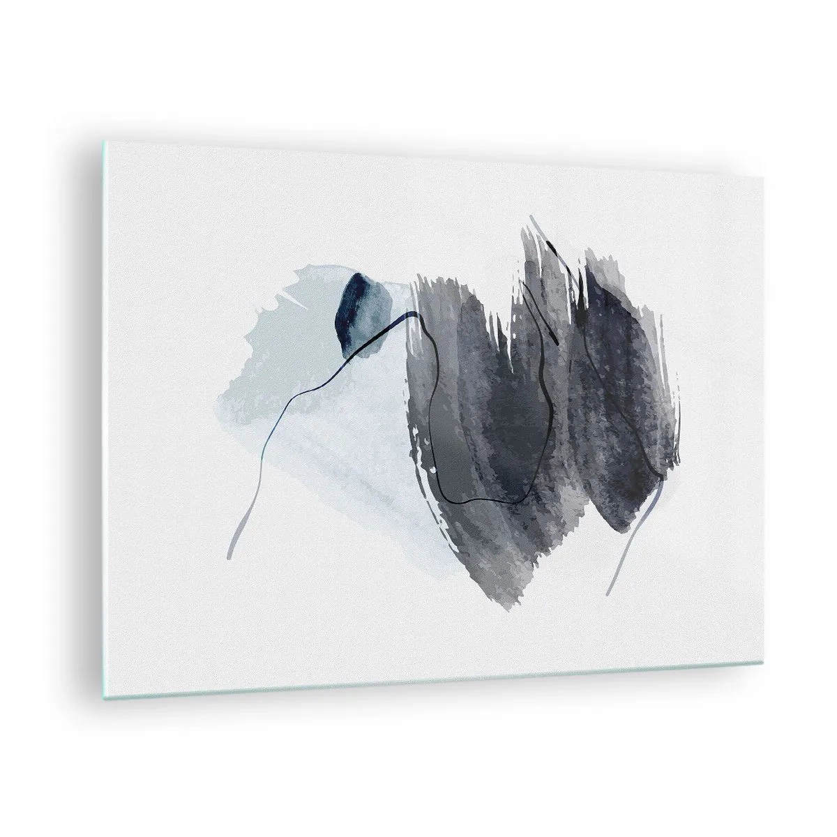 Üveg kép - Egy absztrakt kompozíció sötétkék és szürke árnyalatokban - 70x50cm - Intenzitás és mozgás - Modern fali dekoráció nappalihoz és hálószobához ARTTOR