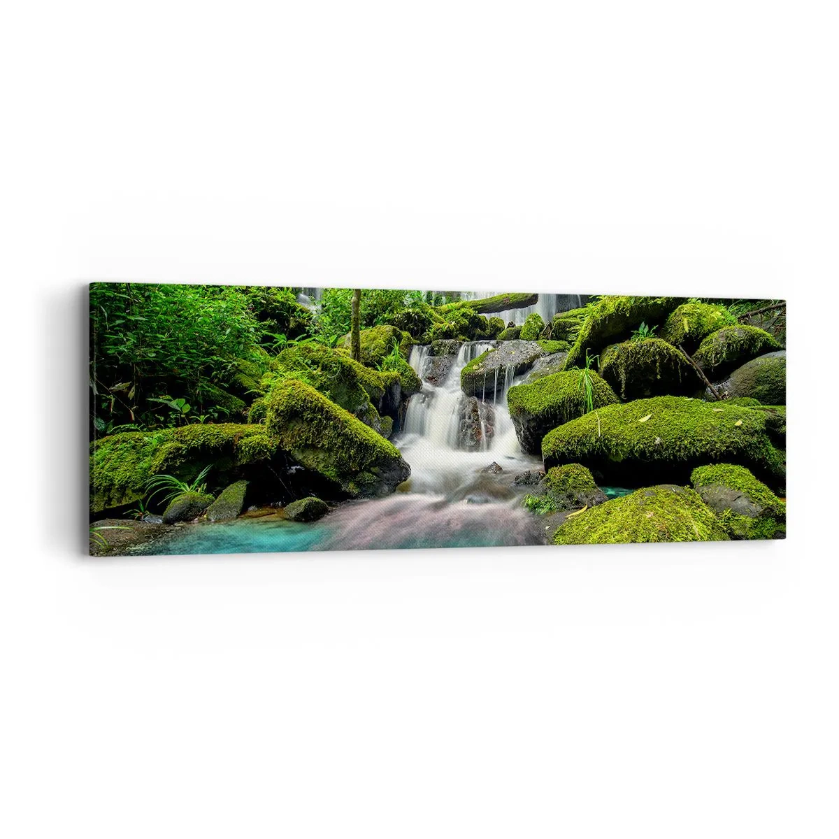 Vászonkép - Türkiz, zafír és folyékony ezüst - 90x30 cm