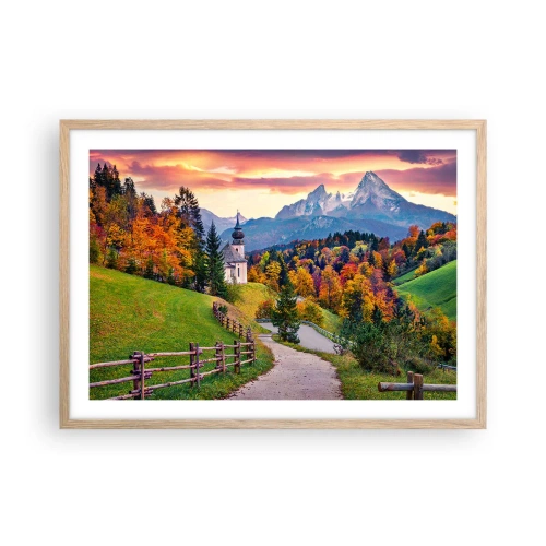 Poszter világos tölgy keretben - Tájképszerű festmény - 70x50 cm