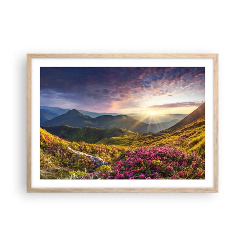 Poszter világos tölgy keretben - A Hegyi reggeli frissesség - 70x50 cm