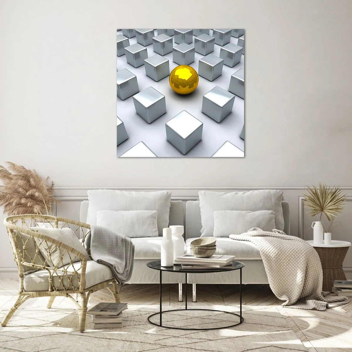 Üveg kép - Miért én? Geometriai összetétel - 40x40 cm