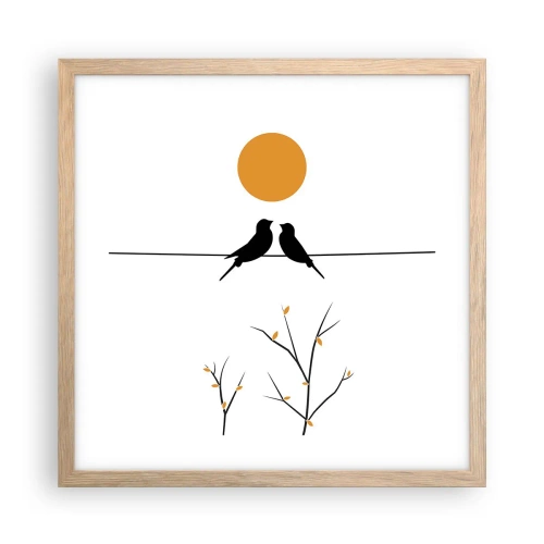 Poszter világos tölgy keretben - Fülemüle este - 40x40 cm