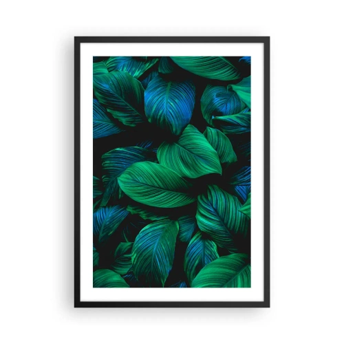 Poszter fehér keretben - Zöld levelek intenzív árnyalatokban - 50x70cm - A zöld tömegben - Modern fali dekoráció nappalihoz és hálószobához ARTTOR