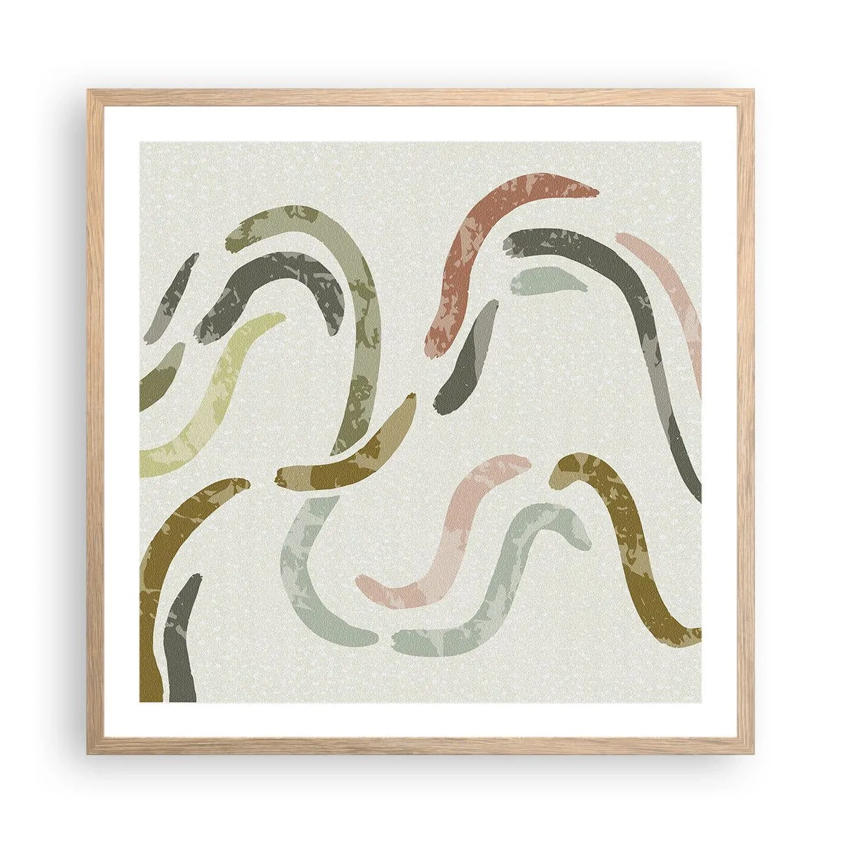 Poszter világos tölgy keretben - Az absztrakció vidám tánca - 60x60 cm