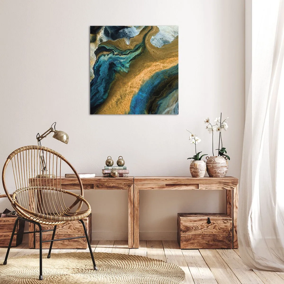 Vászonkép - Kék - sárga - kölcsönös hatások - 60x60 cm