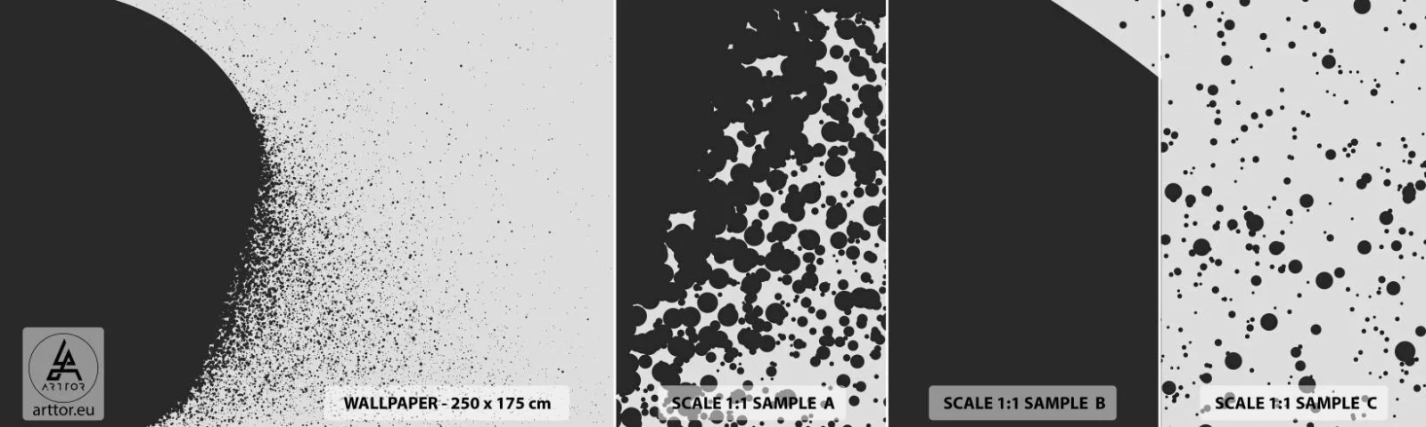 Fotótapéta Minta Standard Eco - Molekulák mozgása - Absztrakció, Fekete és fehér, Grafika - 100x30 cm