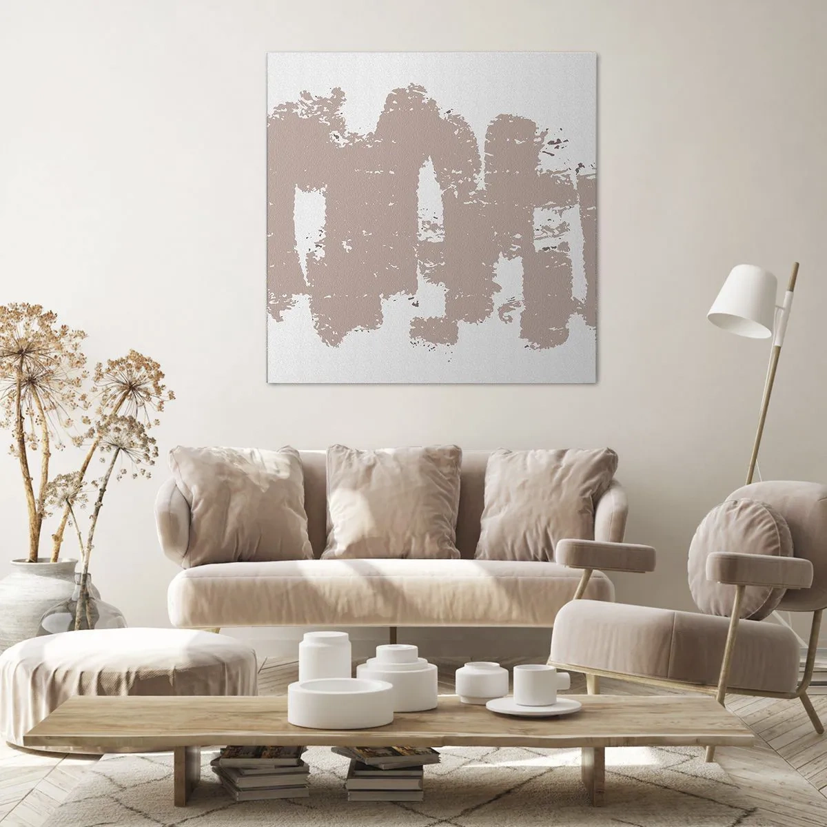 Vászonkép - Absztrakció lágy rózsaszínben - 70x70 cm