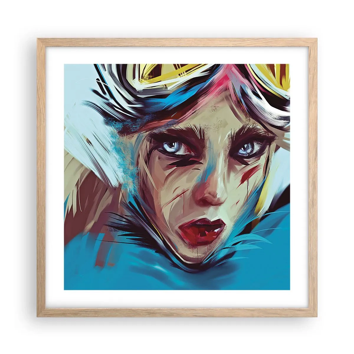 Poszter világos tölgy keretben - Utcai harcos - 50x50 cm
