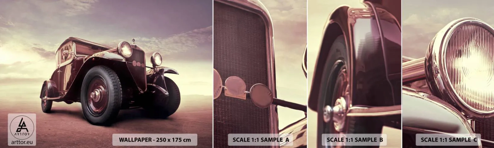 Fotótapéta Minta Öntapadós Deluxe Sticker - Térjünk vissza, mint a régi időkben... - Autóipari, Retro autó, Szüret - 100x30 cm