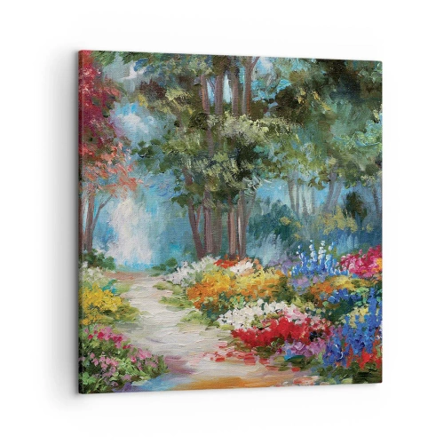 Vászonkép - Erdei kert, virágos erdő - 50x50 cm