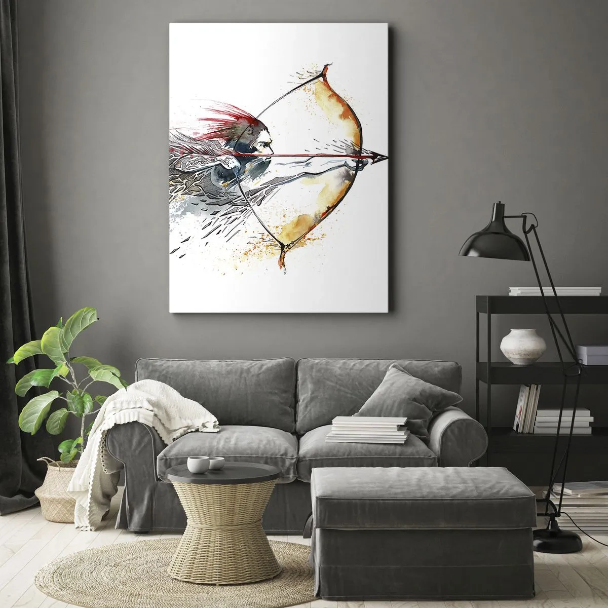 Vászonkép - Mitikus harcos tüzes íjjal - 45x80 cm