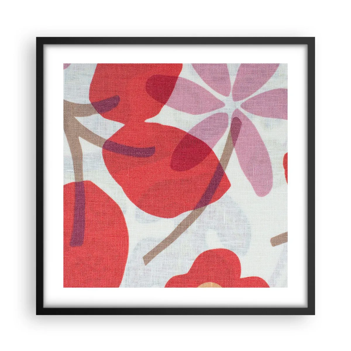 Poszter fehér keretben - Virágkompozíció rózsaszínben - 50x50 cm
