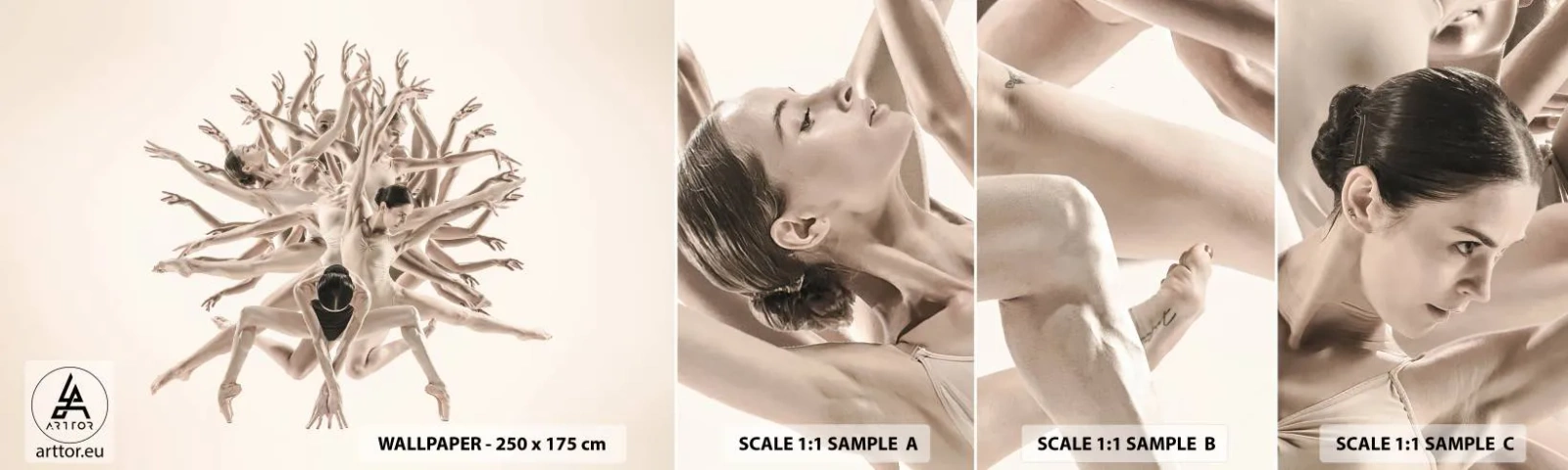 Fotótapéta Minta Öntapadós Deluxe Sticker - Virágzás a táncban - Absztrakció, Darab, Balett - 100x30 cm