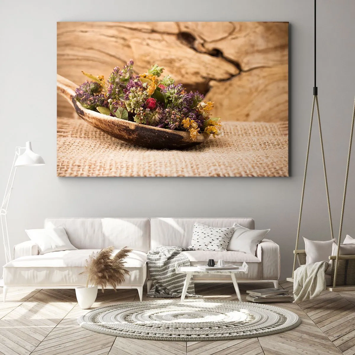 Vászonkép - Színes virágok és illatos gyógynövények - 100x70 cm