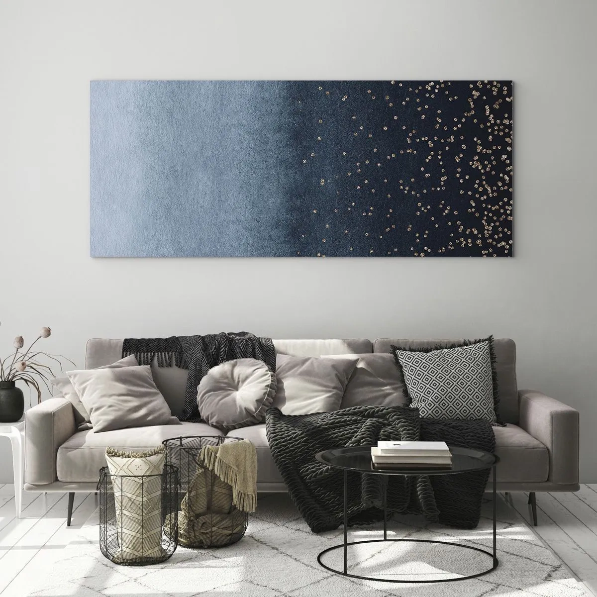Üveg kép - Kompozíció - kék fázisok - 120x50 cm