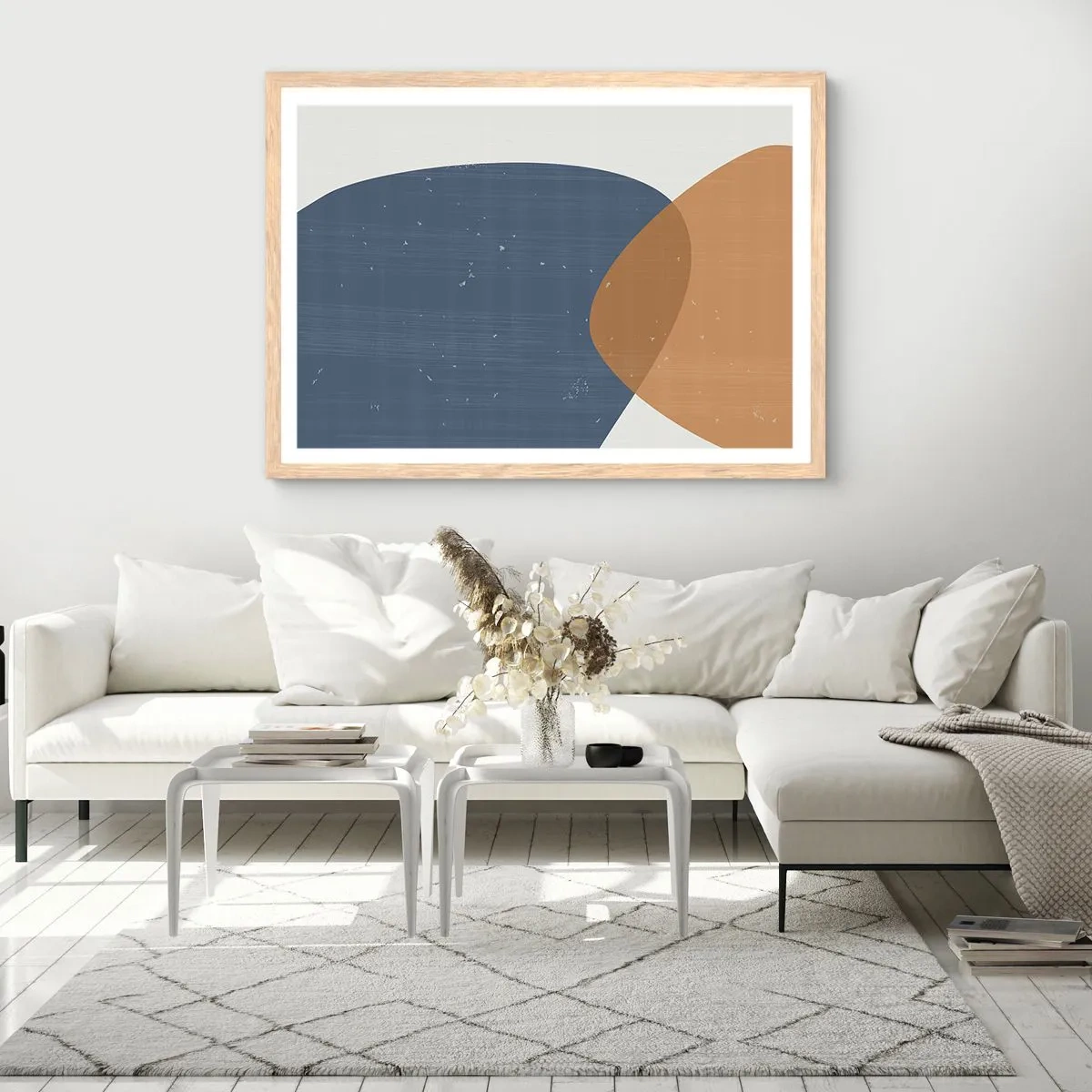 Poszter világos tölgy keretben - Oválisok és hatások - 100x70 cm