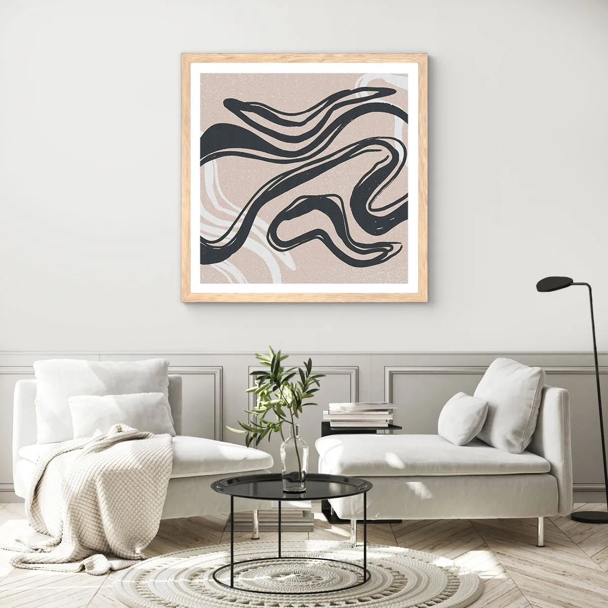 Poszter világos tölgy keretben - Megsokszorozott kifejezés - 50x50 cm