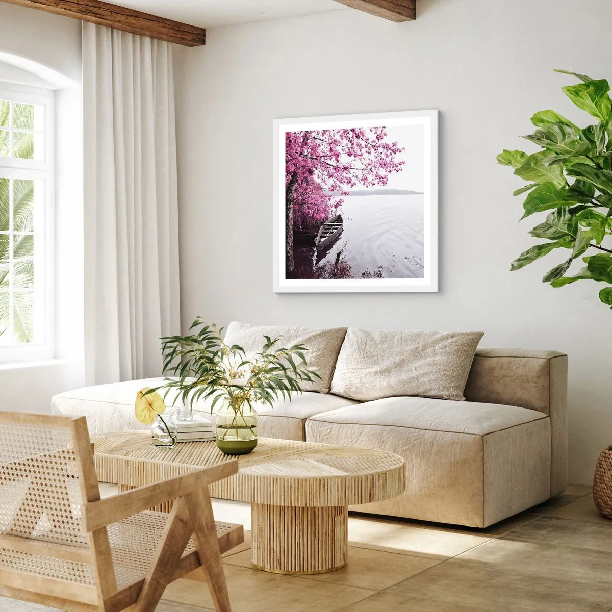 Poszter fekete keretben - Rózsaszín csendben - 40x40 cm