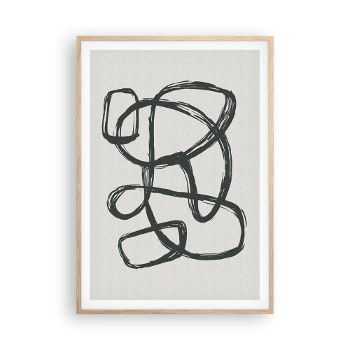 Poszter világos tölgy keretben - Hurkolt absztrakció - 70x100 cm