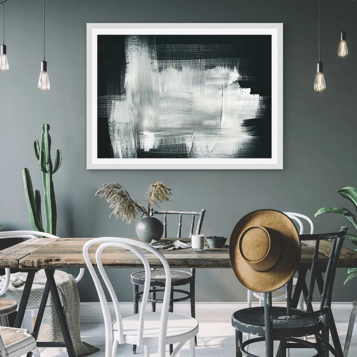 Poszter fekete keretben - Függőlegből és vízszintből szőtt - 100x70 cm