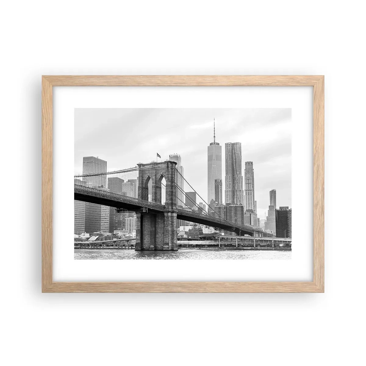 Poszter világos tölgy keretben - New York-i hangulat - 40x30 cm