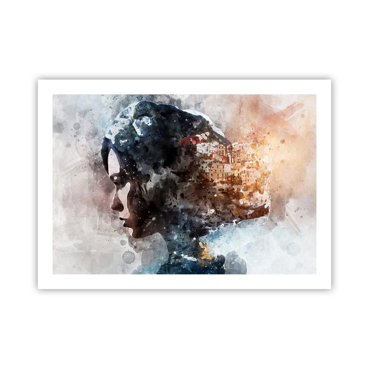 Poszter - Történet egy lányról, várossal a háttérben - 70x50 cm