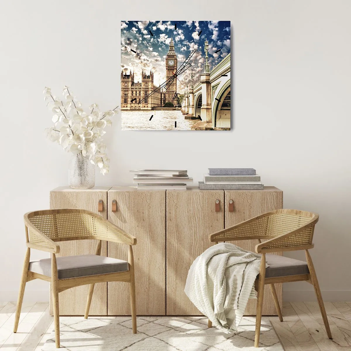 Falióra, Óra - Tollas felhők a Temze felett - 40x40 cm