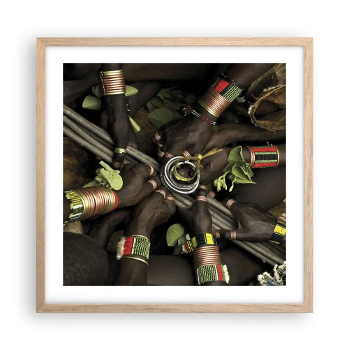 Poszter világos tölgy keretben - Együtt vagyunk - 50x50 cm