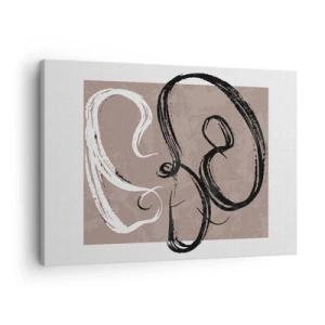 Vászonkép - Fekete-fehér absztrakció bézs alapon - 70x50cm - Kompozíció - a teljesség keresése - Modern fali dekoráció nappalihoz és hálószobához ARTTOR