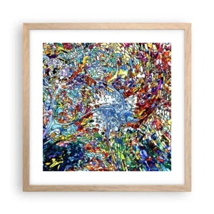 Poszter világos tölgy keretben - Cseppes ólomüveg - 40x40 cm