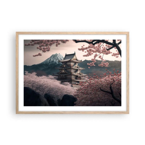 Poszter világos tölgy keretben - A cseresznyevirágzás országa - 70x50 cm