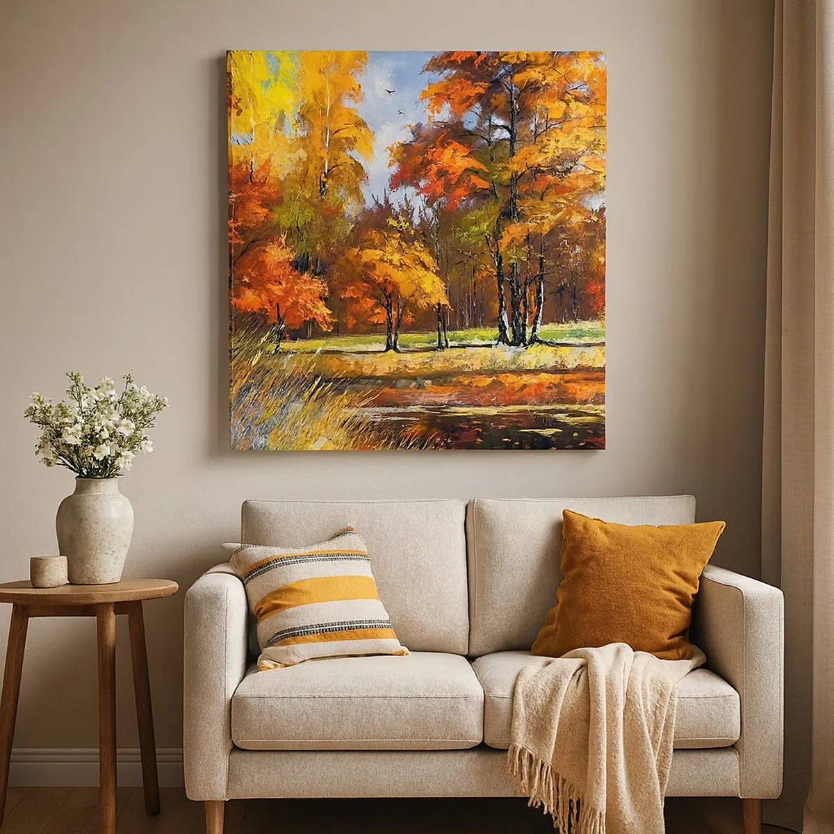 Vászonkép - Tájkép aranyban és bronzban - 30x30 cm