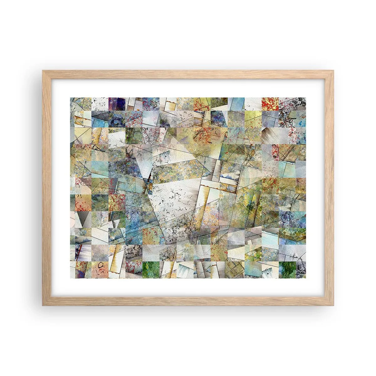 Poszter világos tölgy keretben - Geometrikus átrendeződés - 50x40 cm