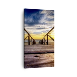 Vászonkép - Egyenesen a csendes tengerpartra naplementekor - 45x80 cm