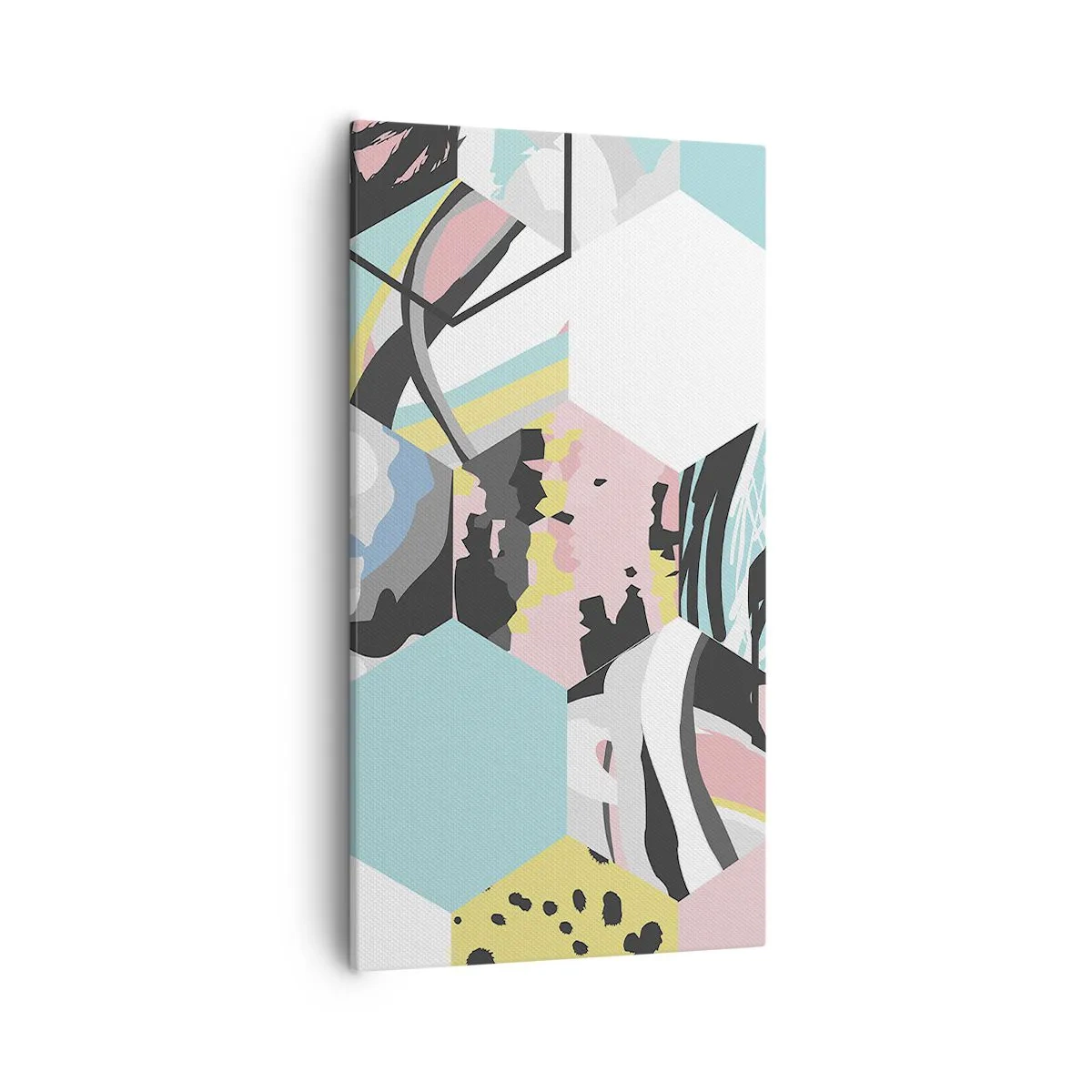 Vászonkép - Hatszögek és kockák hat színben - 55x100 cm