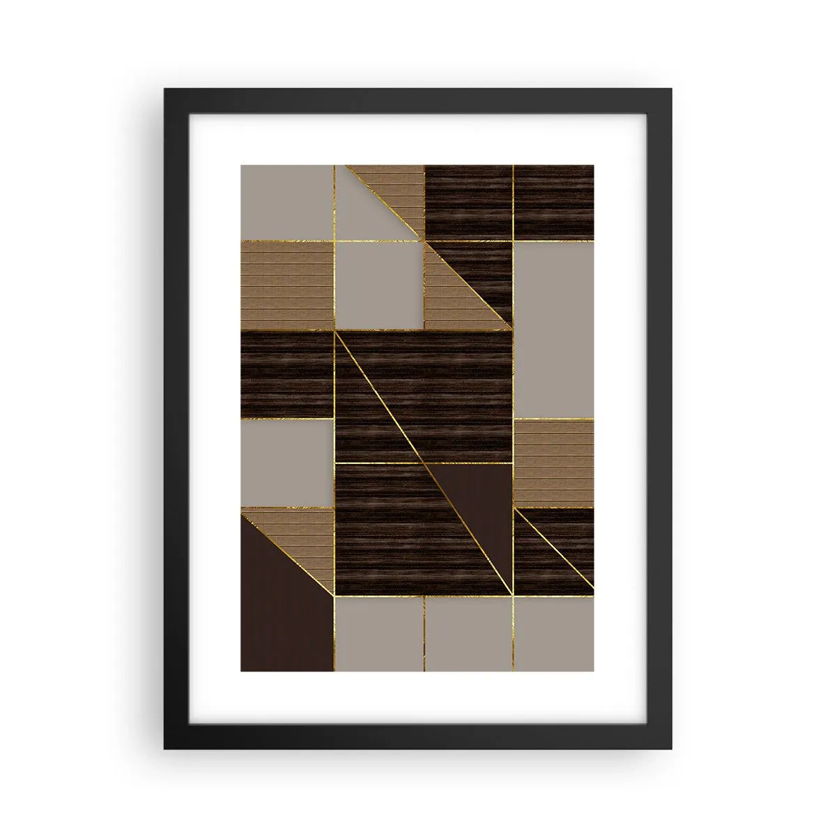Poszter fehér keretben - Barna és arany mozaik - 30x40 cm