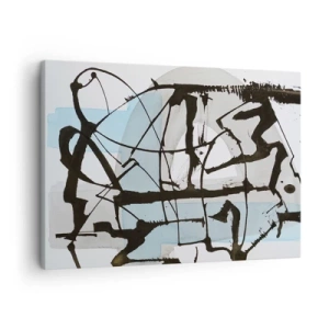 Vászonkép - Absztrakt vonalak és formák kékben és feketében - 70x50cm - Mindennek ellenére kék - Modern fali dekoráció nappalihoz és hálószobához ARTTOR