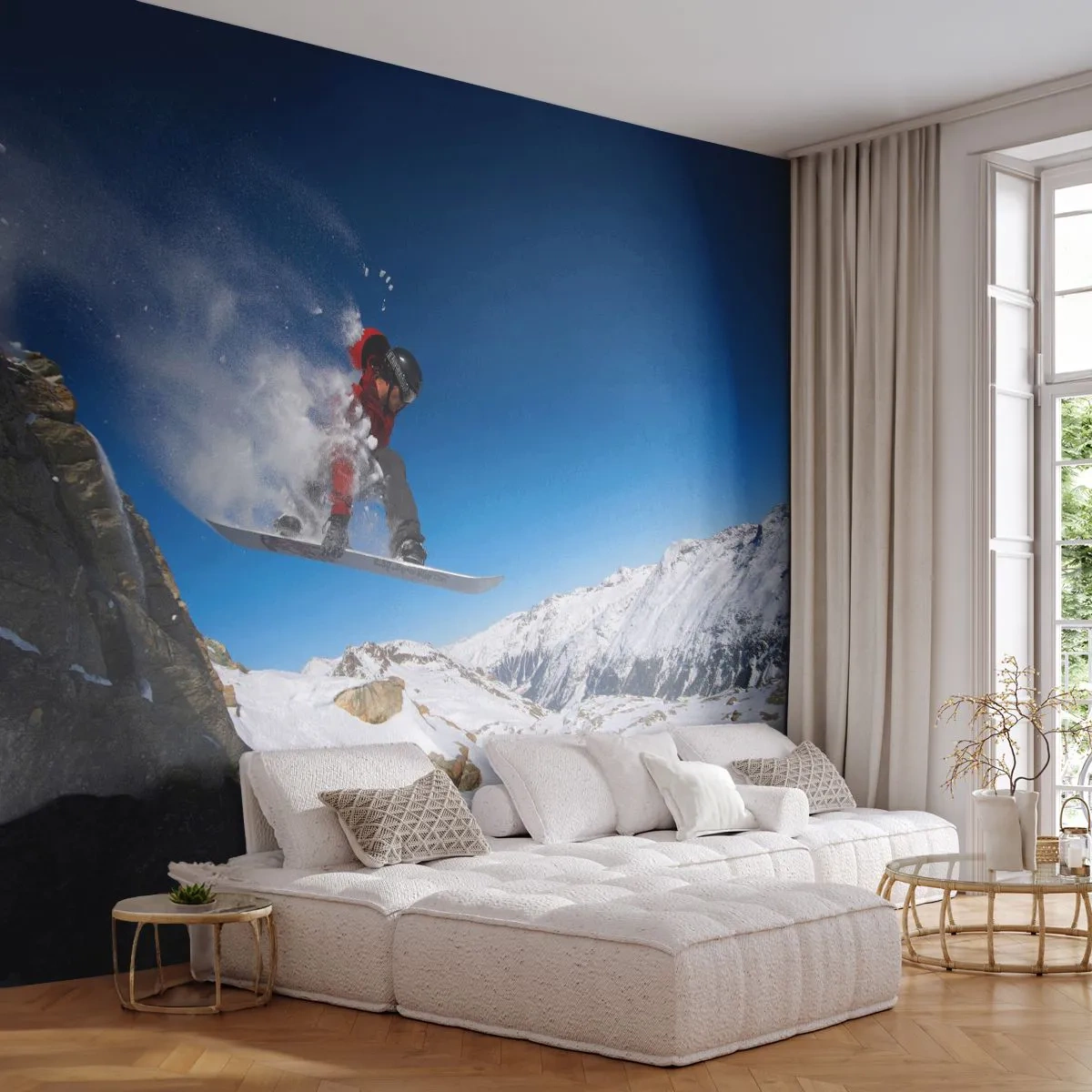 Fotótapéta Premium Sand - És a tér részévé váltál - Tájkép, Snowboardozás, Sport - 100x70 cm