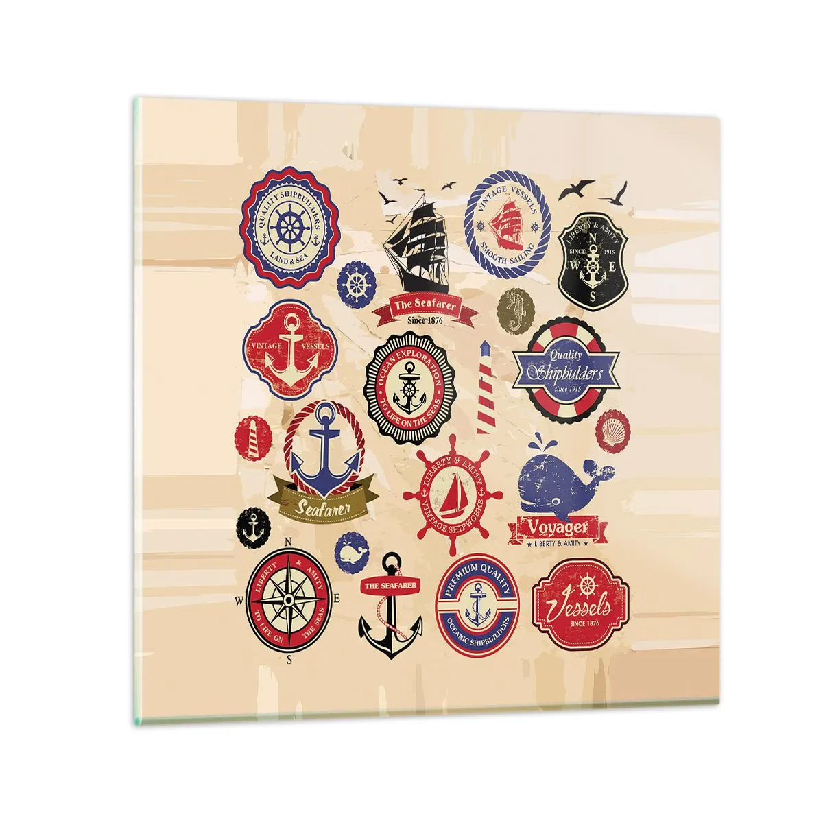 Üveg kép - Vitorlás testvériség - 30x30 cm